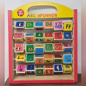 Vintage Battat Ready Set Learn ABC Colors  Spinner Abacus Wooden Learning Toy